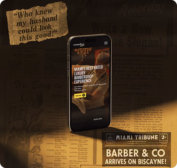 Barber & Co mobile website case study mockup