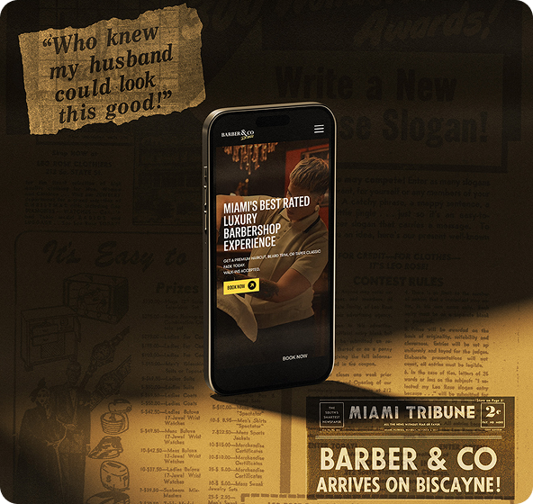 Barber & Co mobile website case study mockup
